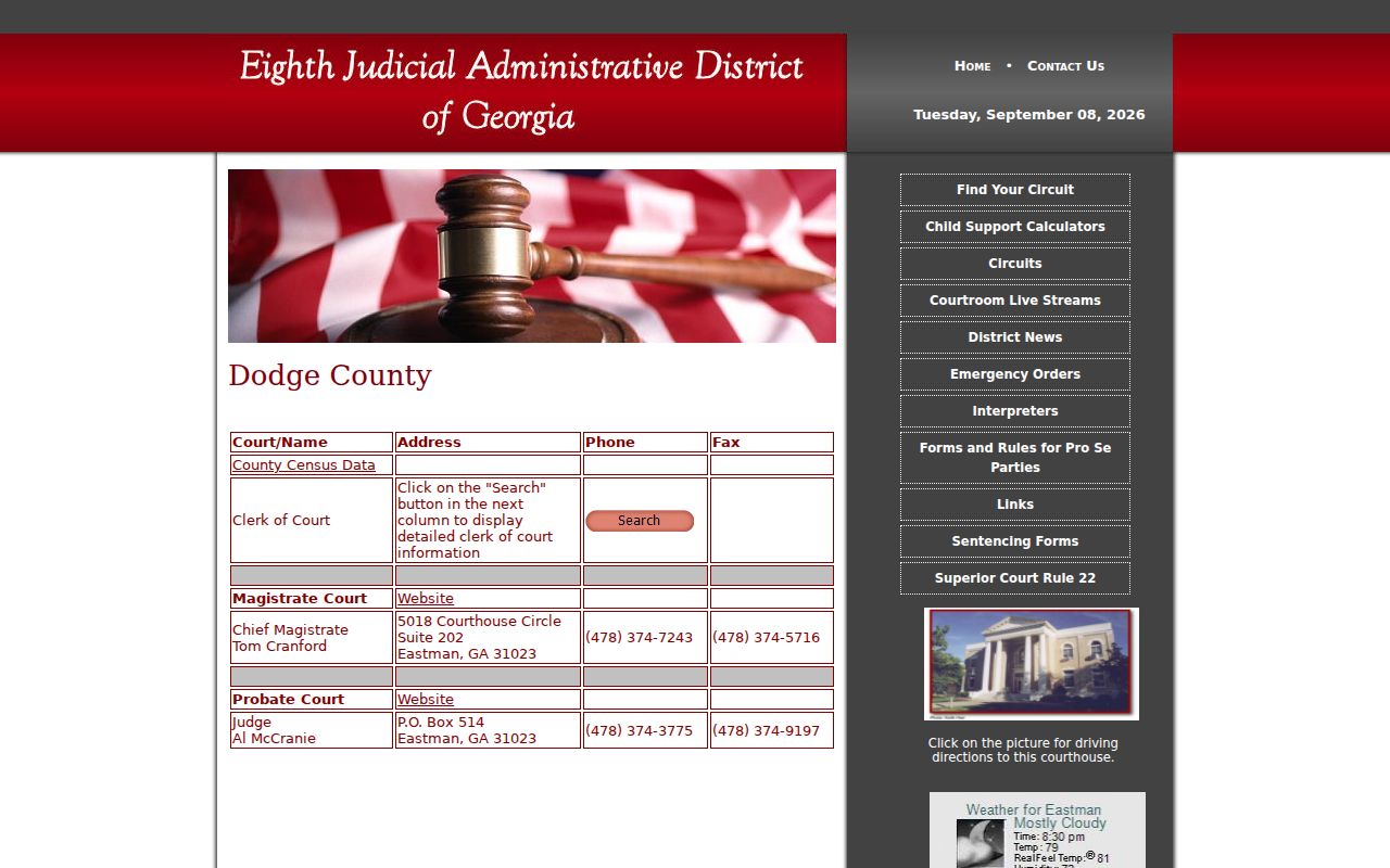 Dodge County bench warrant lookup Magistrate Court contact information