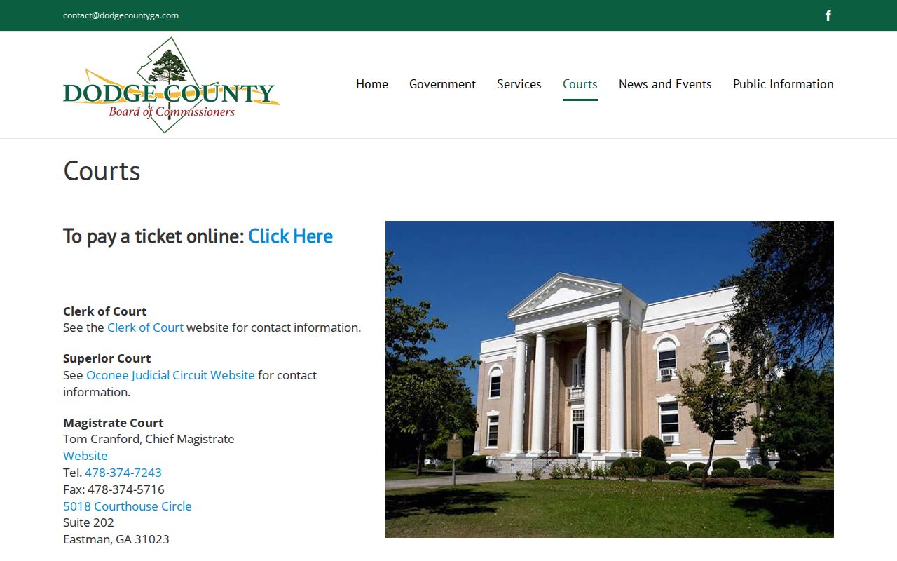 Dodge County courthouse routing for warrant records